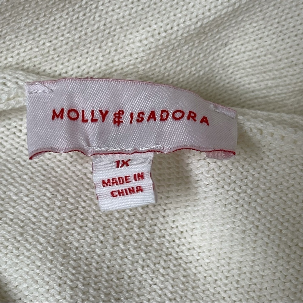 Molly & ISADORA ivory lace up sweater 1X - Picture 5 of 7